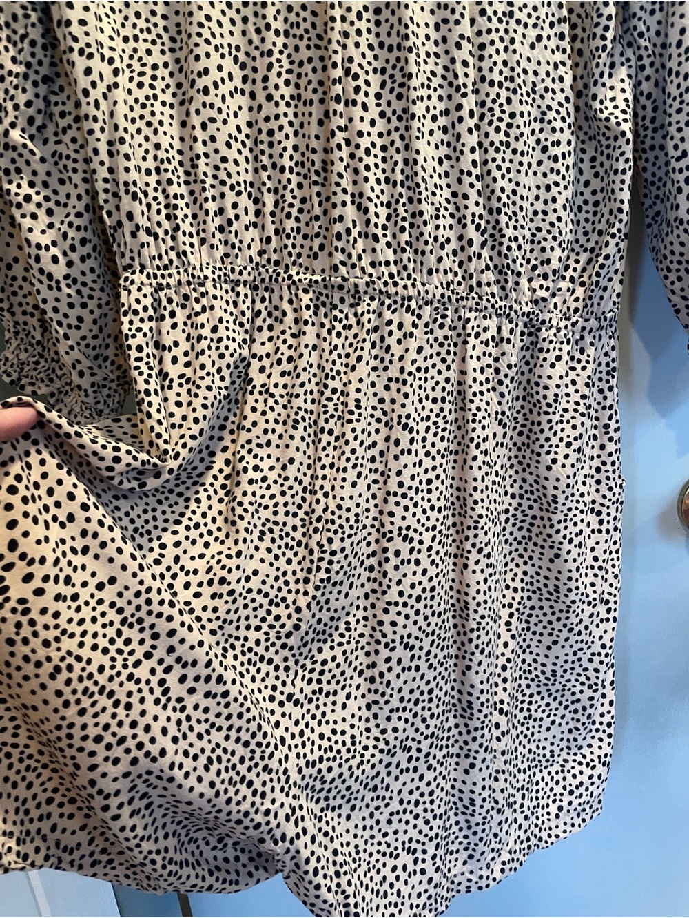 Beach Cold Romper Women's Long Sleeve Polka Dot shorts - Beige/Black size L - Picture 7 of 8